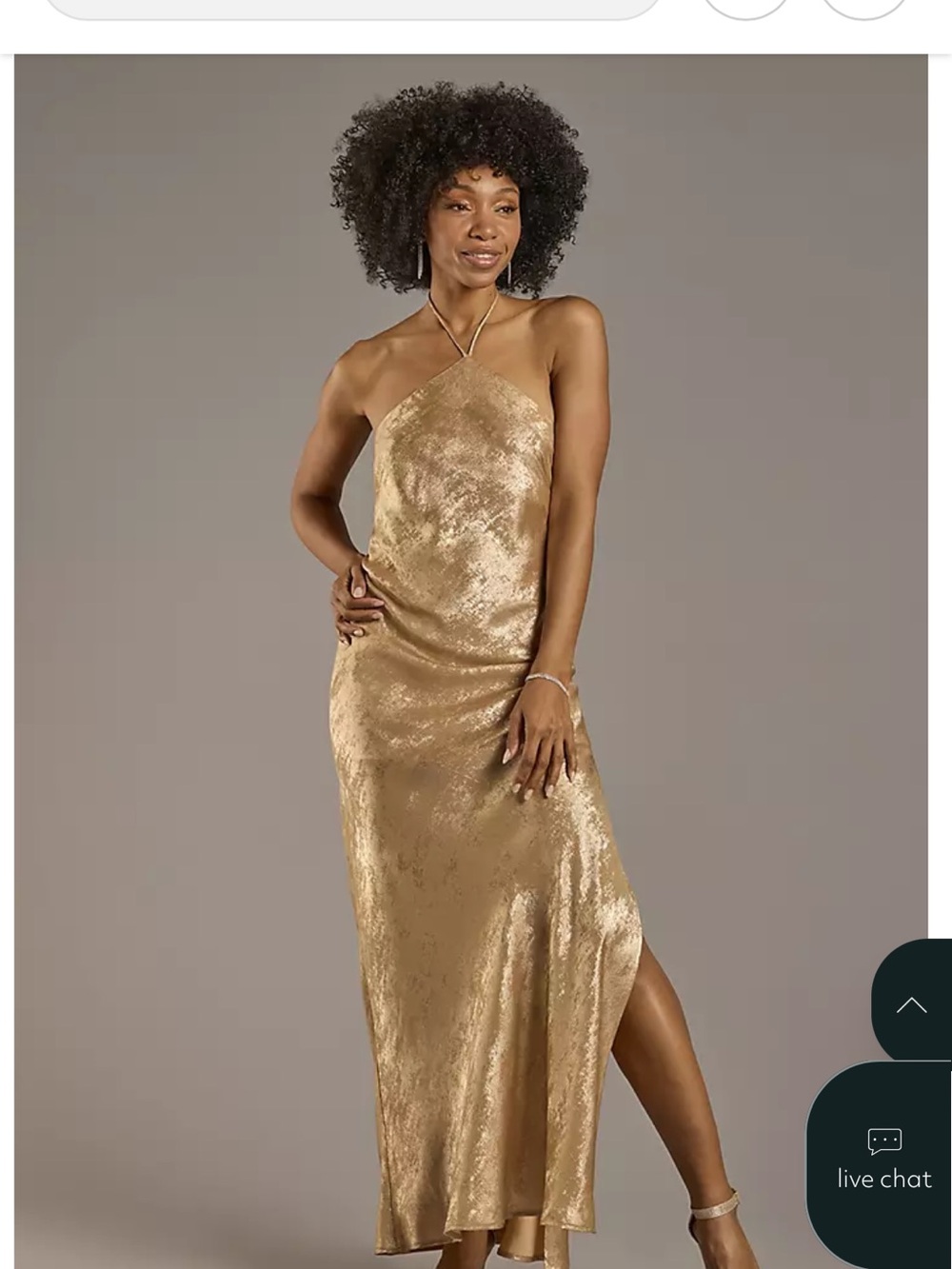 Morgan & Co. One-Shoulder Gold Bias Slip Maxi Dress